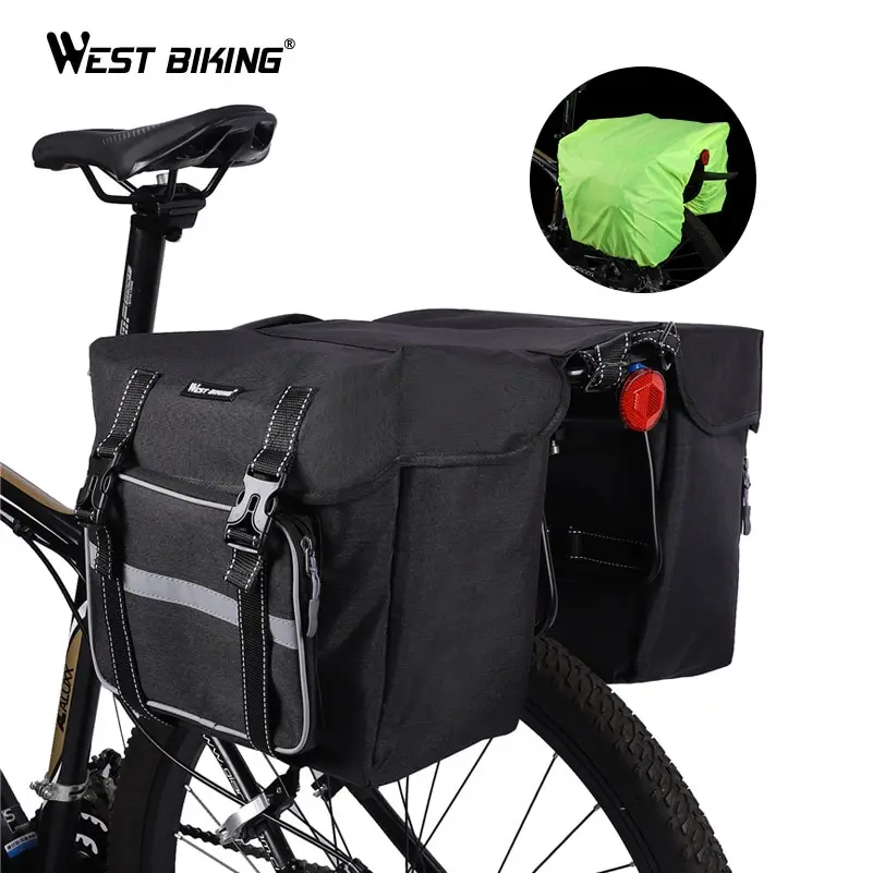 WEST BIKING велосипедная сумка с дождевиком 25л велосипедная сумка на заднее сиденье с двойным багажником велосипедная сумка на заднюю стойку
