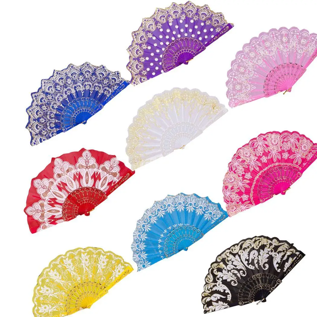 

Women Folding Gold Blocking Fan for Dancing Colorful Floral Fan Gift Home, Casual, Decoration, Dance