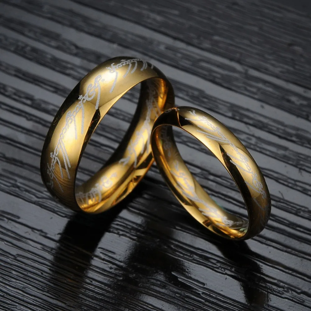 Charm Romantic Tungsten steel Engagement wedding Rings for Bride gold color Couple lover Finger Jewelry Valentine's Day gift