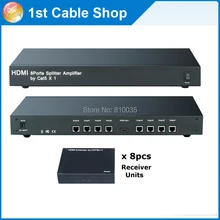 8-канальный видеорегистратор HDMI 1X8 сплиттер over single cat6/6e кабель до 60 м с 8-ю разъемами HDMI ресиверами в комплекте