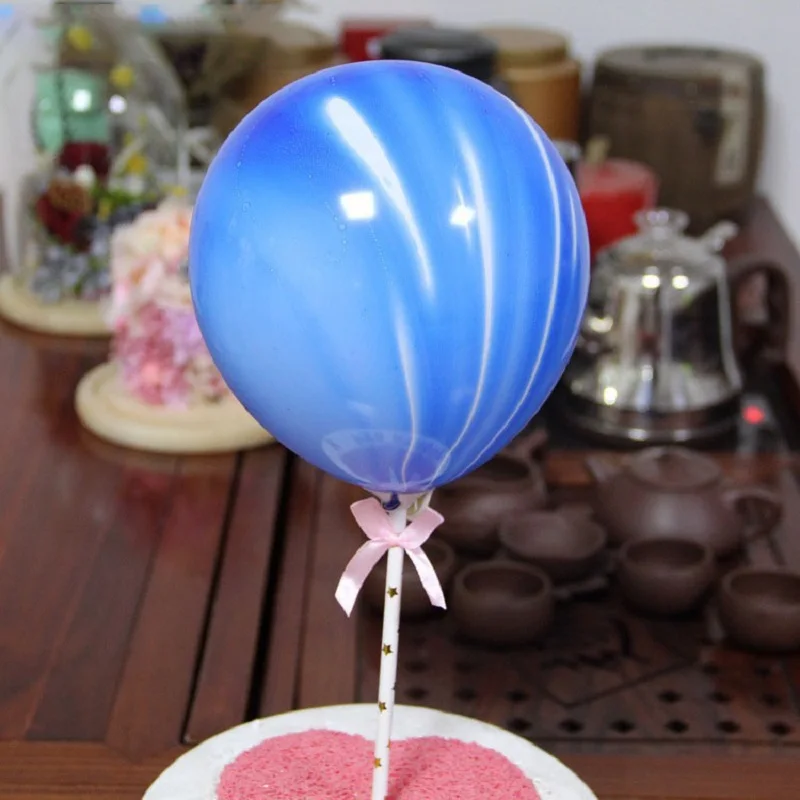 

2 Set Birthday Cake Balloons Blue Pink Agate Marble Colorful Latex Air Balloon For Baby Shower Birthday Party Decor Supplies