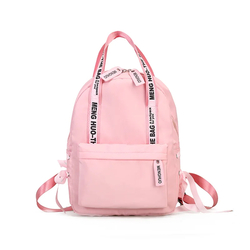 Menghuo حقيبة ظهر بسعة كبيرة النساء Preppy المدرسة حقائب للمراهقين الإناث النايلون السفر أكياس الفتيات Bowknot على ظهره Mochilas