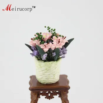 

Details about Dollhouse 1:12 Scale Miniature Potted plants Pink Ikebana&Basket 10179