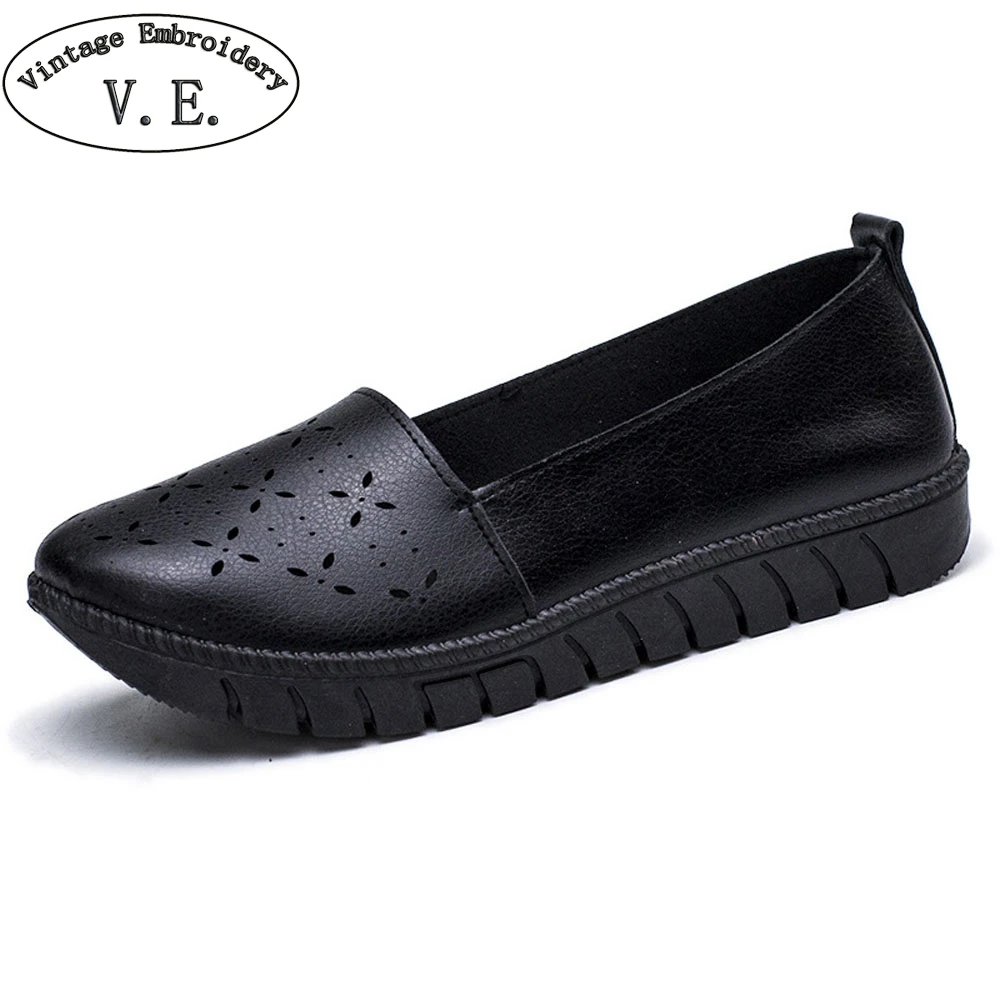 

Spring Summer Hollow Women's Loafers Breathable Non-slip Women Flats Soft Sole Comfort Breathable Middle-aged Mother Shoes
