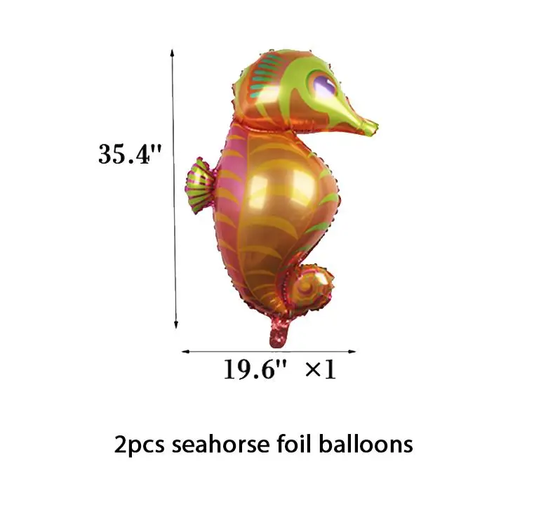 Вечерние принадлежности Русалка воздушные шары/баннер ажурная скатерть фиолетовый/синий шар фольга/Латекс День рождения украшения для детей - Цвет: 2 seahorse