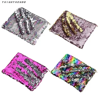 

THINKTHENDO Fashion Women Sequins Pencil Case Cosmetic Makeup Bag Coin Pouch Storage Zipper Purse Handbag New Multifunction