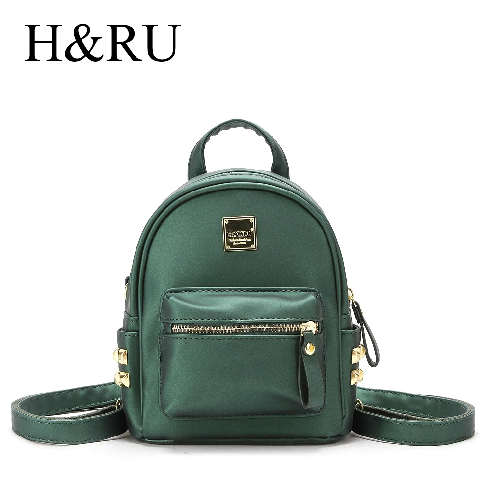 

Female Backpack School Bag Backpacks Woman 2018 Mini Back Pack Fashion Bags Pu Leather Adjustable Strap Green Black