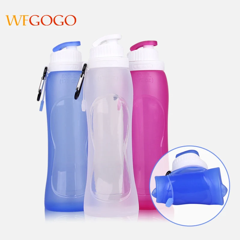 

WFGOGO Collapsible Water Bottles Silicone Hiking Water Bottle FDA-approved Roll Up for Outdoors,Camping,Biking and Traveling