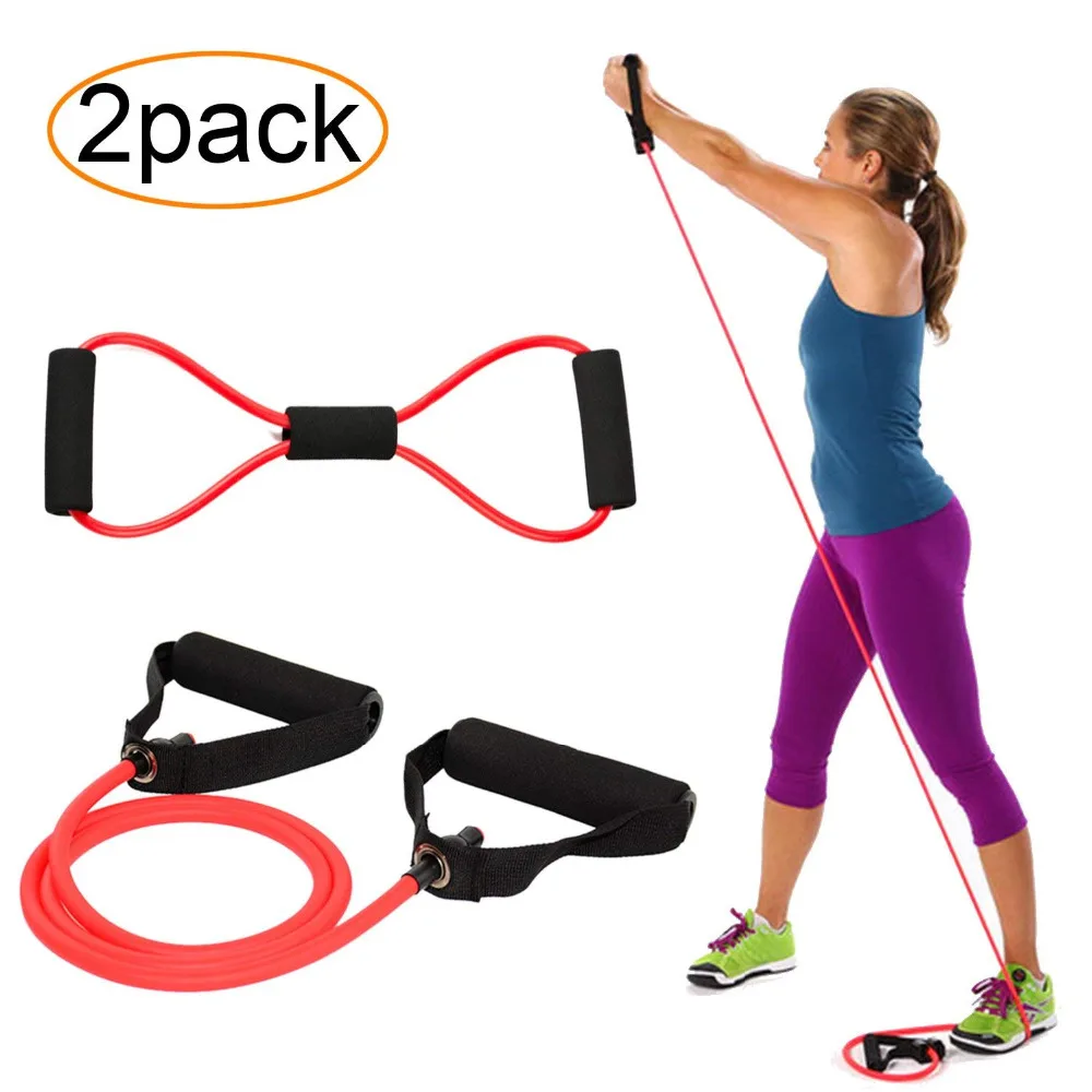 2pcs/set fitness rubber Pull Rope Resistance Bands Elastic Yoga 8 Word Bands muscle bodybuilding Stretched Tubes gum for fitness