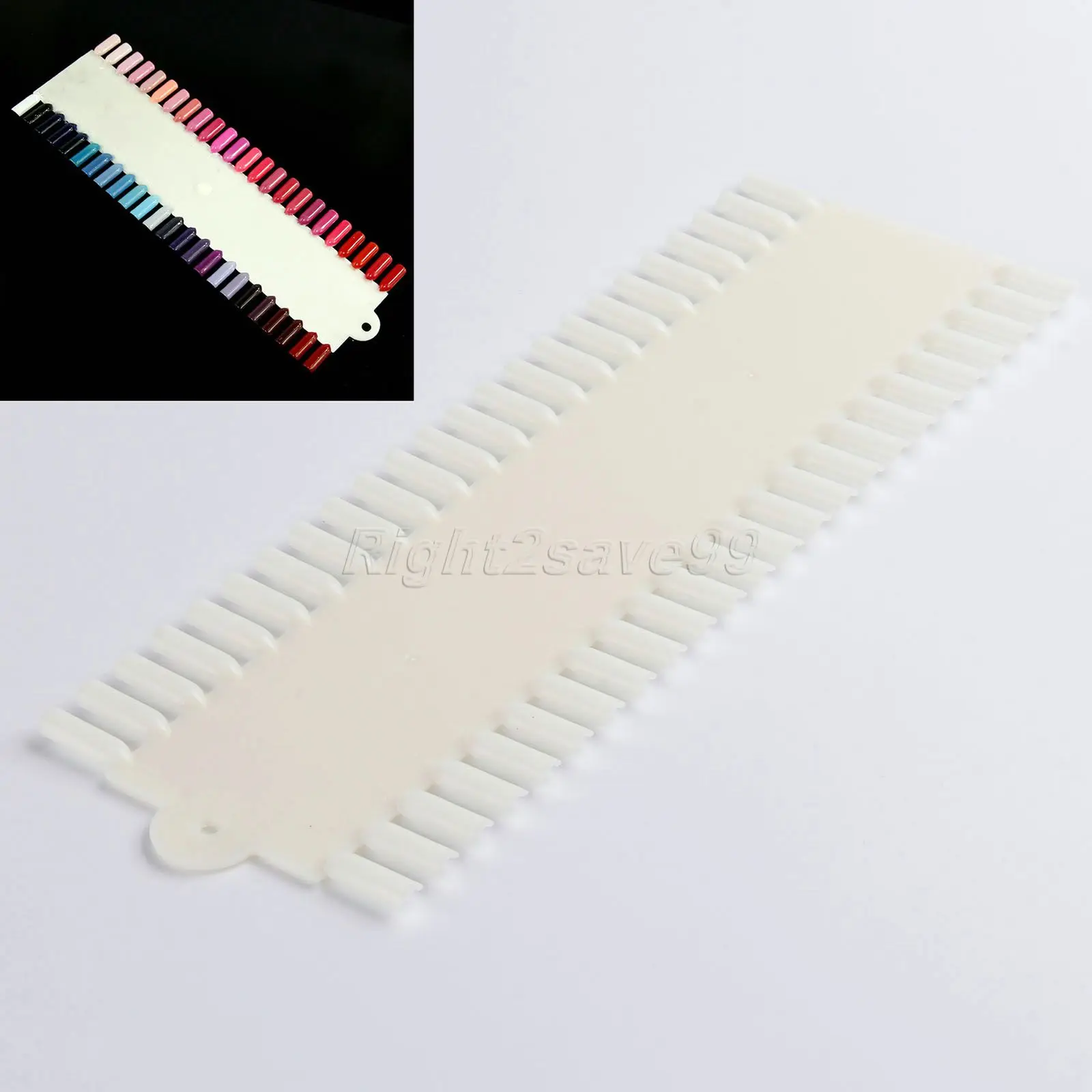 48 Tips: Nail Art Practice Tips Display Chart - Plastic Natural Fingernail Color Sample Polish Gel Card Board - Salon Tools (48 Colors) image 2