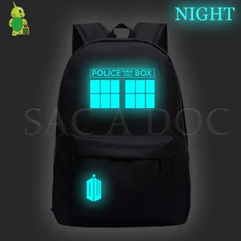 

Doctor Who Luminous Backpack School Bags Teenagers Boys Girls Laptop Backpack Police Box Printed Travel Bags Casual Backpack