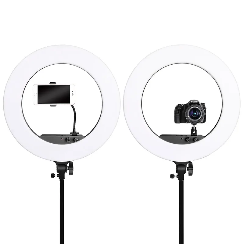  fosoto photographic lighting 3200-5800K 100W Led Ring Light Bi-color Ring Lamp Tripod Stand Mirror  - 33013781863