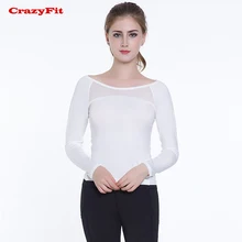 CrazyFit Топ Для Йоги белая спортивная рубашка с длинным рукавом новая Фитнес Женская спортивная одежда сетчатый полый крест ремни одежда для йоги