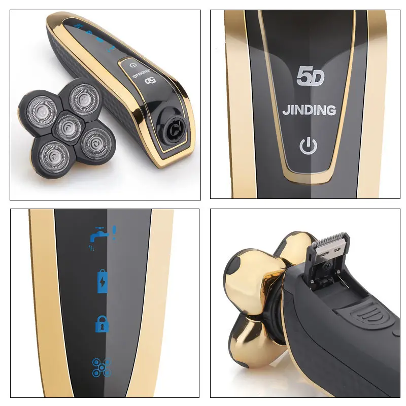 Lâmina de Barbear Elétrico à Prova Elétrico para Homens Máquina de Barbear Original Recarregável Barbeador Dwaterproof Água 5d Barba Aliciamento Kit 45d 5 10 Barbeadores elétricos