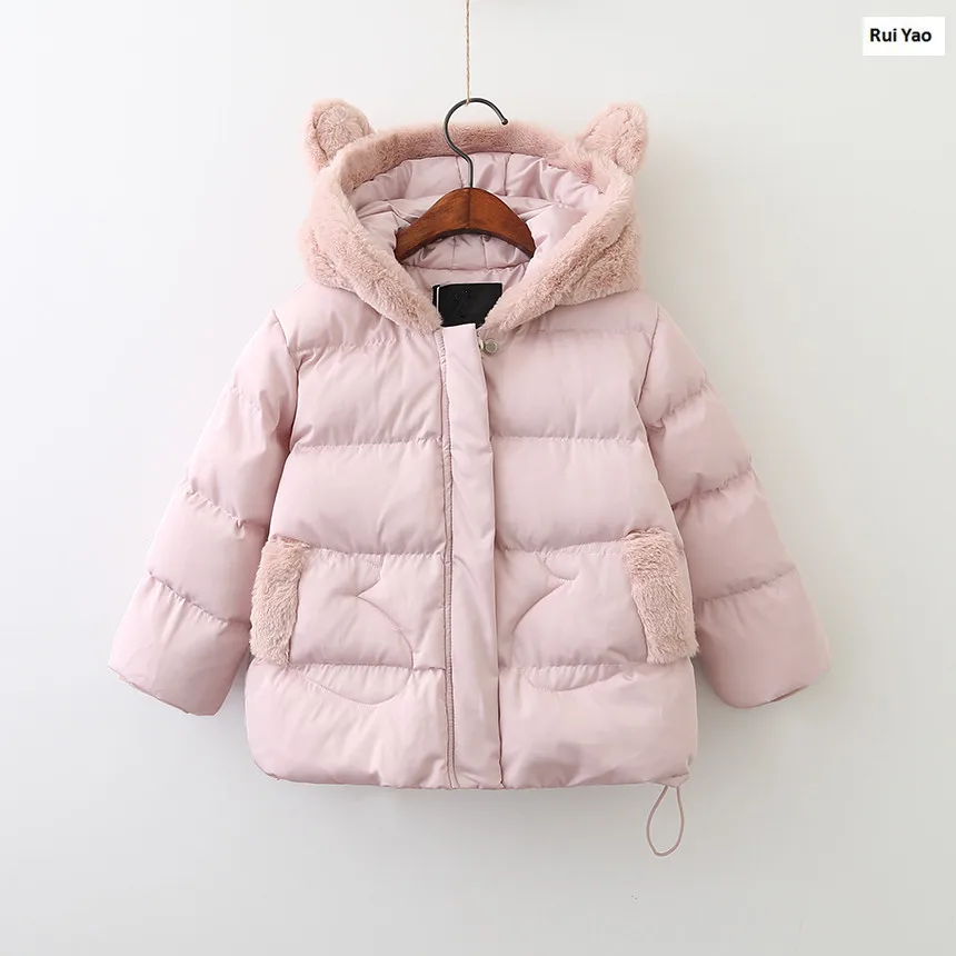 Buy baby girl jacket pink 3D ears girl winter Coat