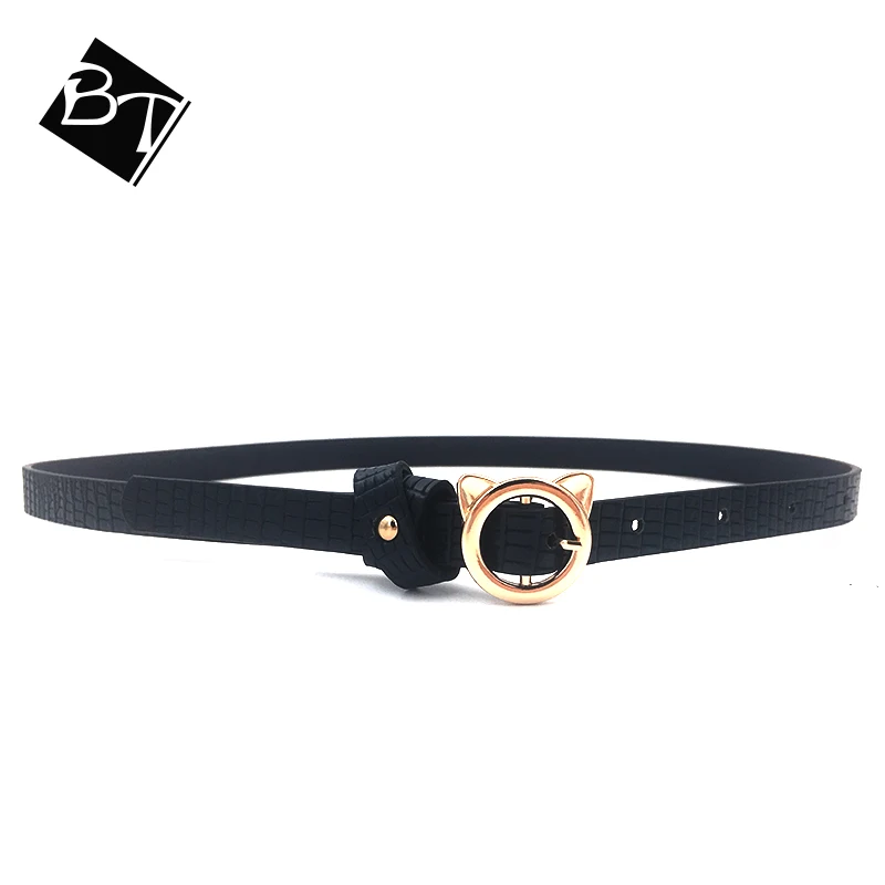 New Girls PU Leather Belts Kids Cute Cat Buckles Samll Belt For Baby