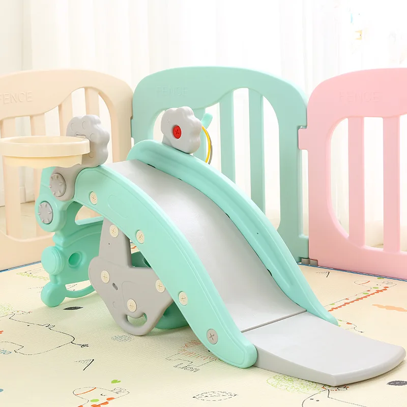 

Kids Multi-function Slide Rocking Horse indoor games Ring game Basketball Children's Slides Ride Horse Baby Birthday Toys Gift