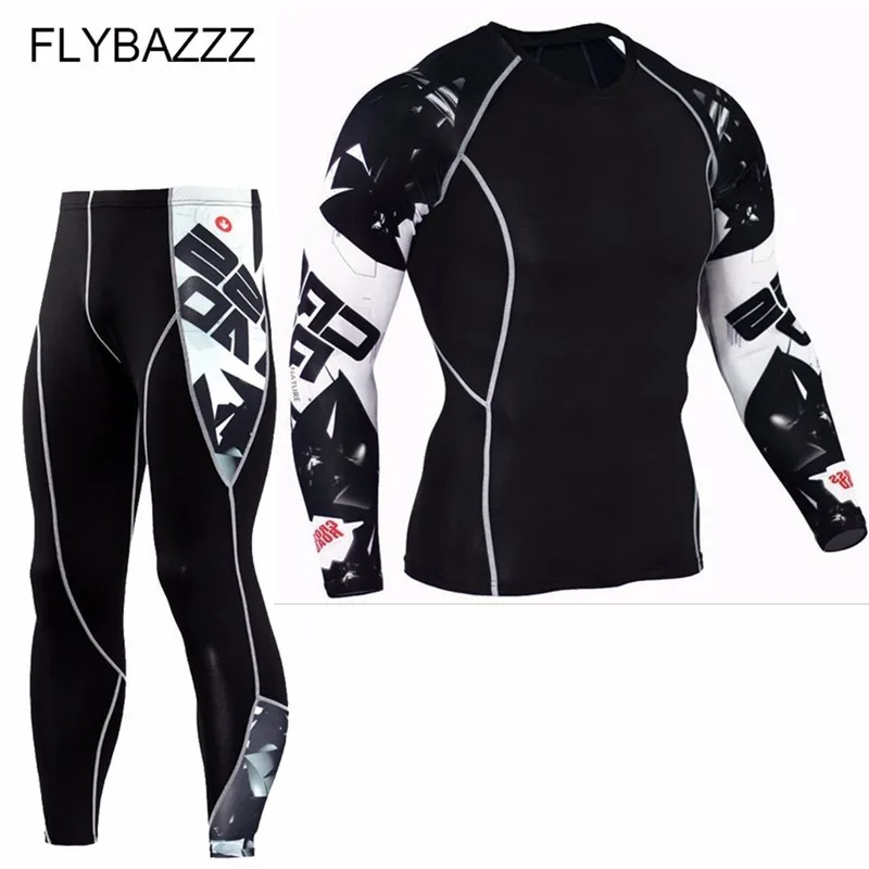 

Men's Sportswear Rashgard Compression Sports Suit Fitness Gym T Shirt MMA Quick Drying Running Tights Jogging Pant Men Underwear