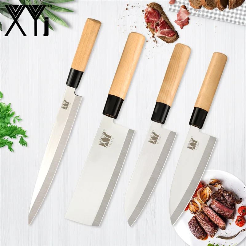 XYj набор кухонных ножей из нержавеющей стали 4 шт. 9 ''6,5'' для нарезки шеф-повара нож сантоку для суши рыбы мяса фруктов инструменты - Цвет: 4pcs set