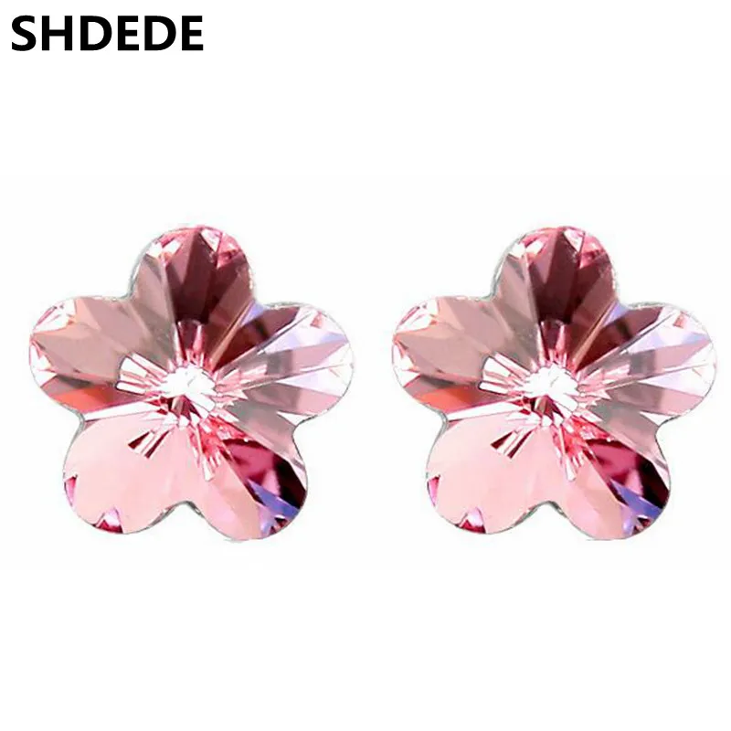 

SHDEDE Cute Jewelry Gift Crystal from Swarovski Flower Earrings For Women High Quality Fashion Stud Earrings *.1205