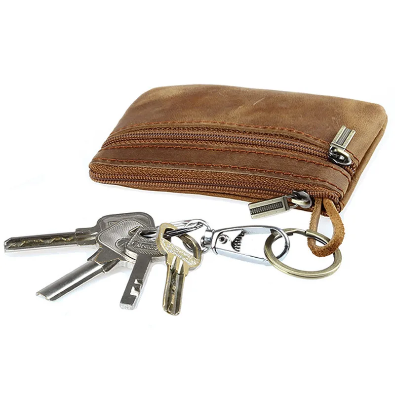 

High Quality Men Genuiner Leather Coin Purse Male Zipper Leather Coin Bag Wallet Male Money Bag Men's Card Holder Wallet