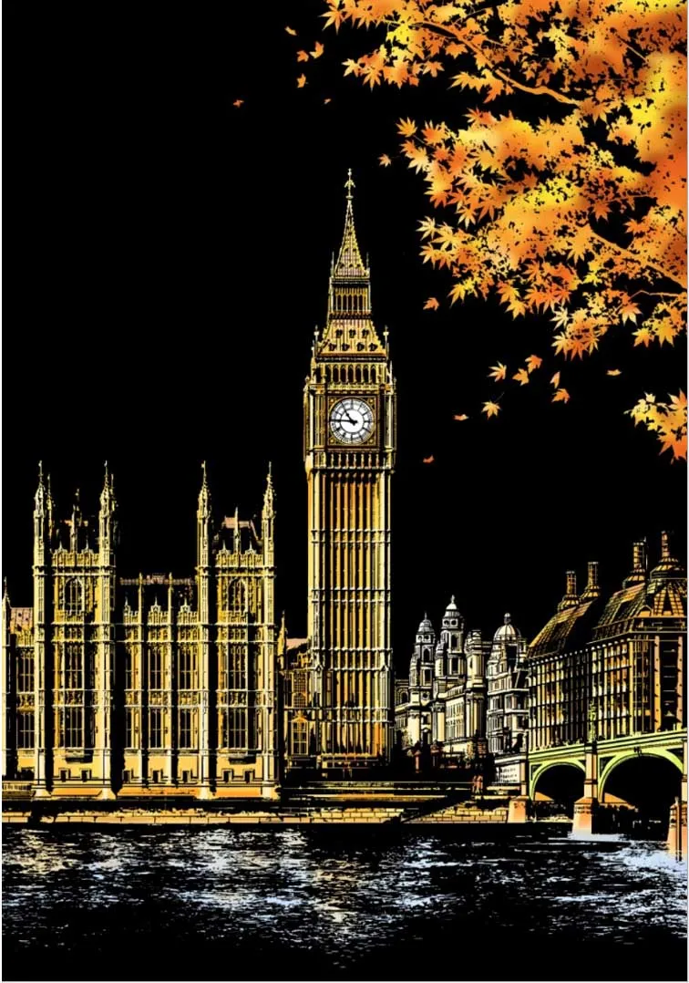 Colorful City Scratch Painting For Wall Decoration DIY Scratch Picture Crafts Art Scraping Painting Home Decor - Цвет: London Big Ben