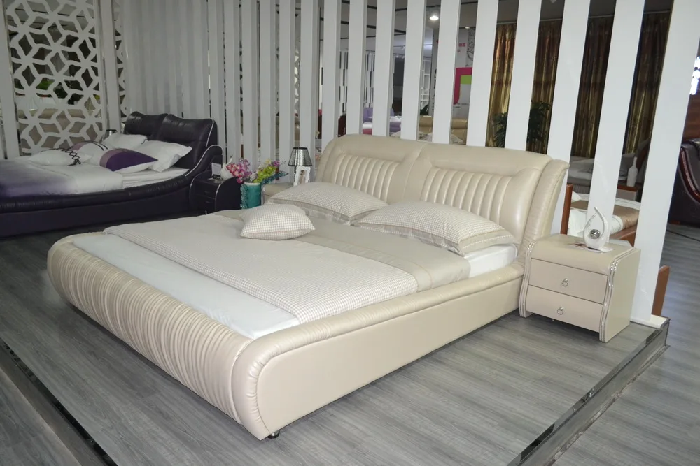 

2016 Modern Soft Bed No Rushed New Arrival Bedroom Furniture Cabecero Cama Muebles Para Casa Geniune Leather Soft Bed Room Sets