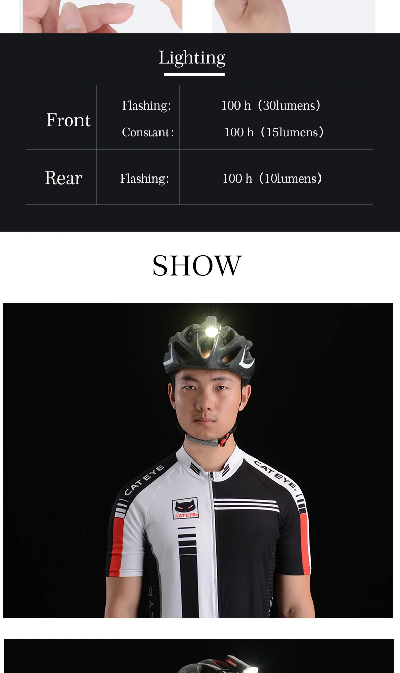 Discount CATEYE Bicycle Light 30/15 Lumens Cycling Bike Head front Rear Lights LED Handlebar Lamps Bicycle Helmet Safety Flashlight Torch 14