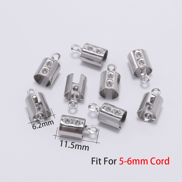 Stainless Steel Cords Crimp End Beads Caps Leather Clip Tip Fold Crimp Bead Bracelet Connectors For Jewelry Making Finding