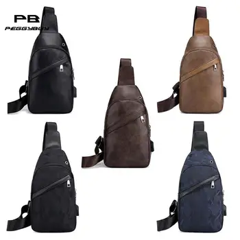 

PU/Nylon Men Chest Crossbody Messenger Bag with Headphone Hole Chest Bags