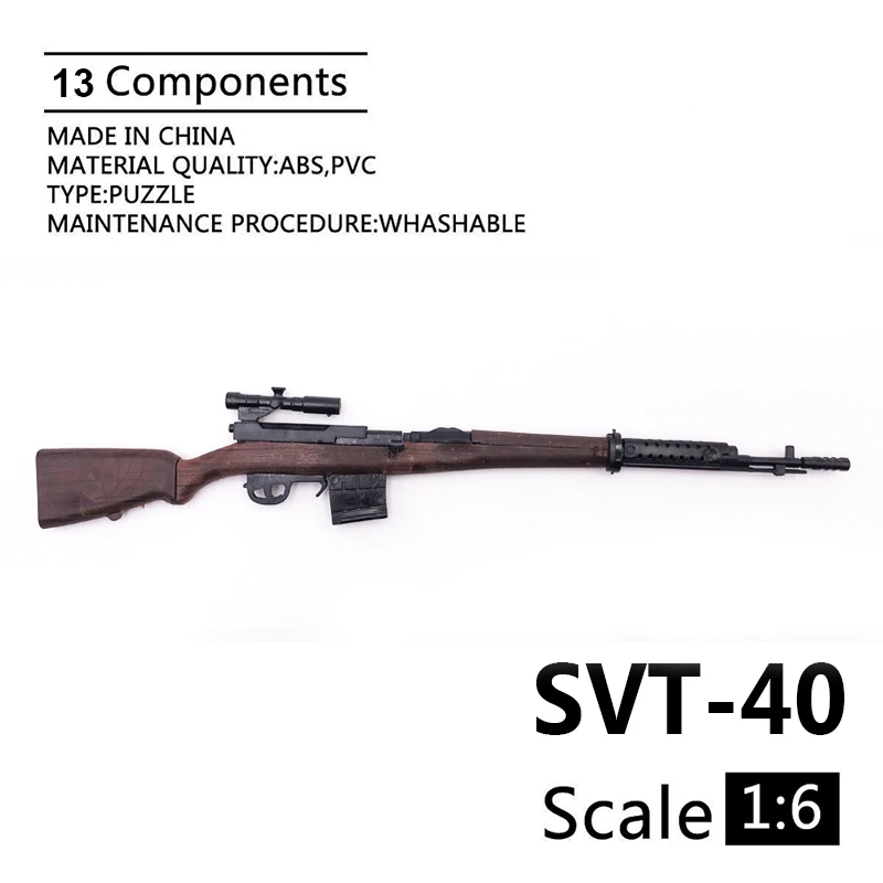 

1:6 SVT-40 Rifle Gun Model Coated Plastic Military Model Accessories For 12" Action Figure Display Collection