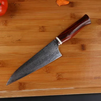 

BAMAZUO Damascus Steel Red acid branch handle Meat vegetable Slicing Knife Household Chef Multi-purpose Cutting Knife