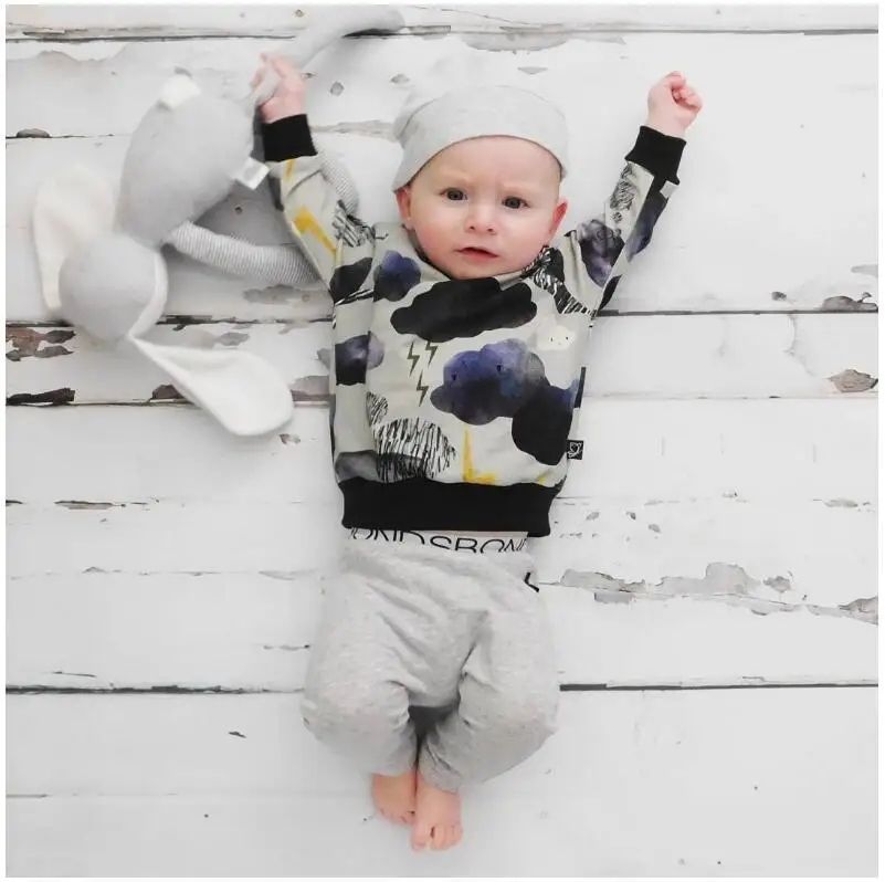 

Baby Boys Girls Clothes Sets Spring 2018 Cotton Tops Pants 2Pcs Set Girl Kids Clothes Costume for Girls Children Clothing 3cs199