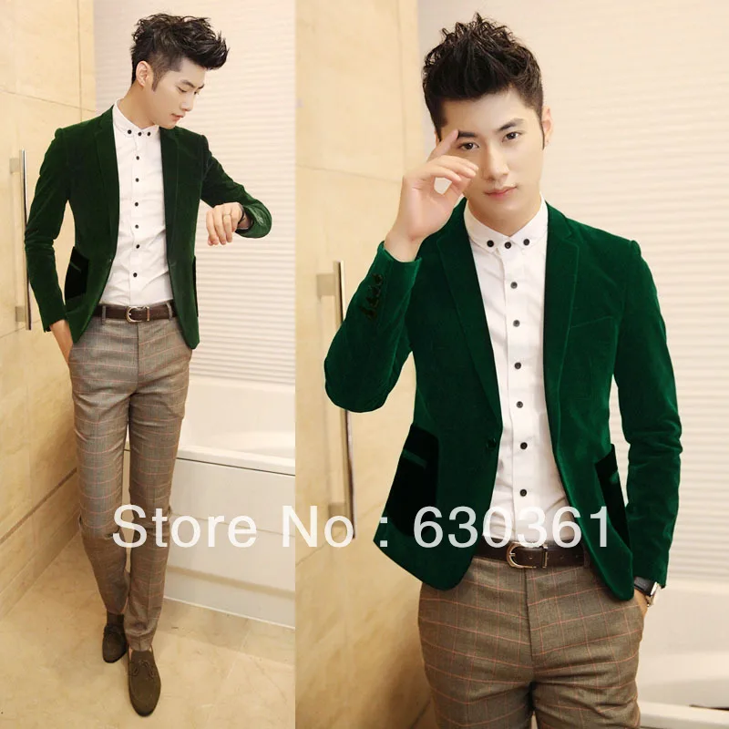 Keroan England Temperament With Small Suit Pocket Color Matching Keroan England Temperament With Small Suit Pocket Color Matching High Grade Velvet Dark Green Red Wine 4sizes M L