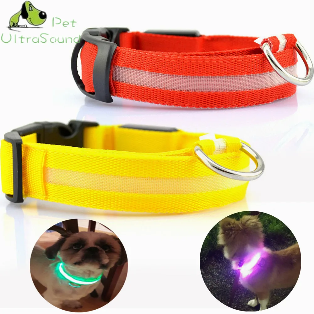 

Nylon LED Pet Dog Collar,Night Safety Flashing Glow In The Dark Dog Leash,Dogs Luminous Fluorescent Collars Pet Supplies