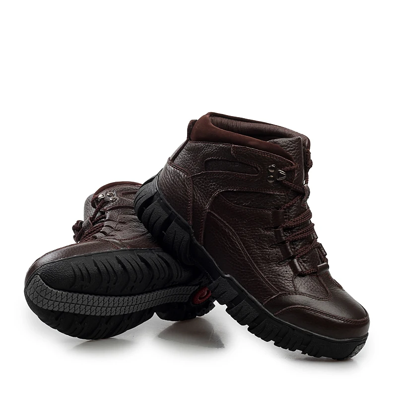 Hiver Bottes Hommes En Hombre452 Chaussures Noir Véritable D'hiver Fourrure Pour Cuir Chaud Zapatos Militaire Super marron SB5Ccqn