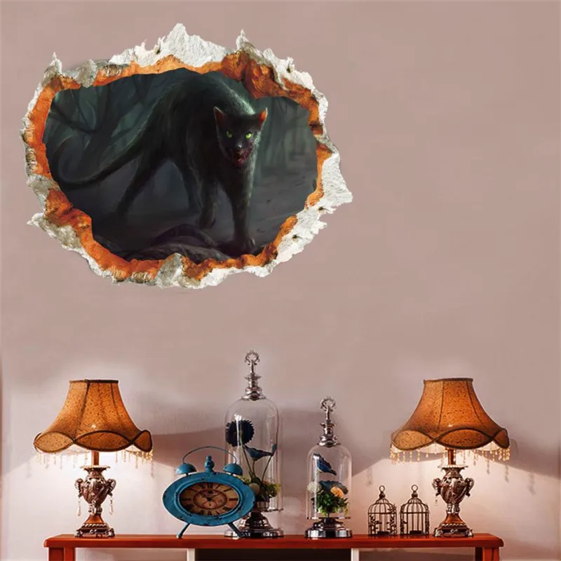Us 5 2 43 Off 3d Halloween Wall Stickers Living Room Bedroom Romantic Horror Decor Vivid Ghost Bat Scary Wall Sticker Decal Removable 2019 On