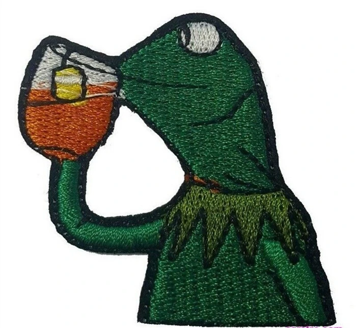 

Custom embroidered Patch drinking Frog Sew on Patch for Fabric Apparel Clothing badge Applique Welcome to custom your own patch