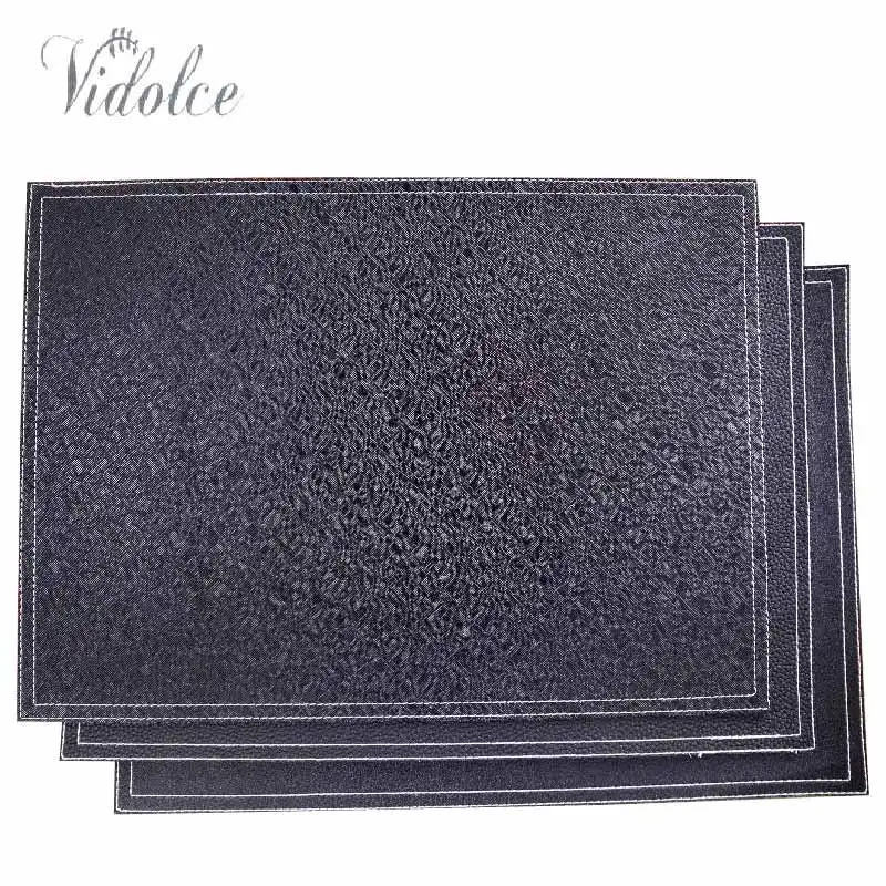 

Table Place Mats 6 Pieces Leather Placemats Mats Non-slip Insulation Washable for Dining Kitchen Table