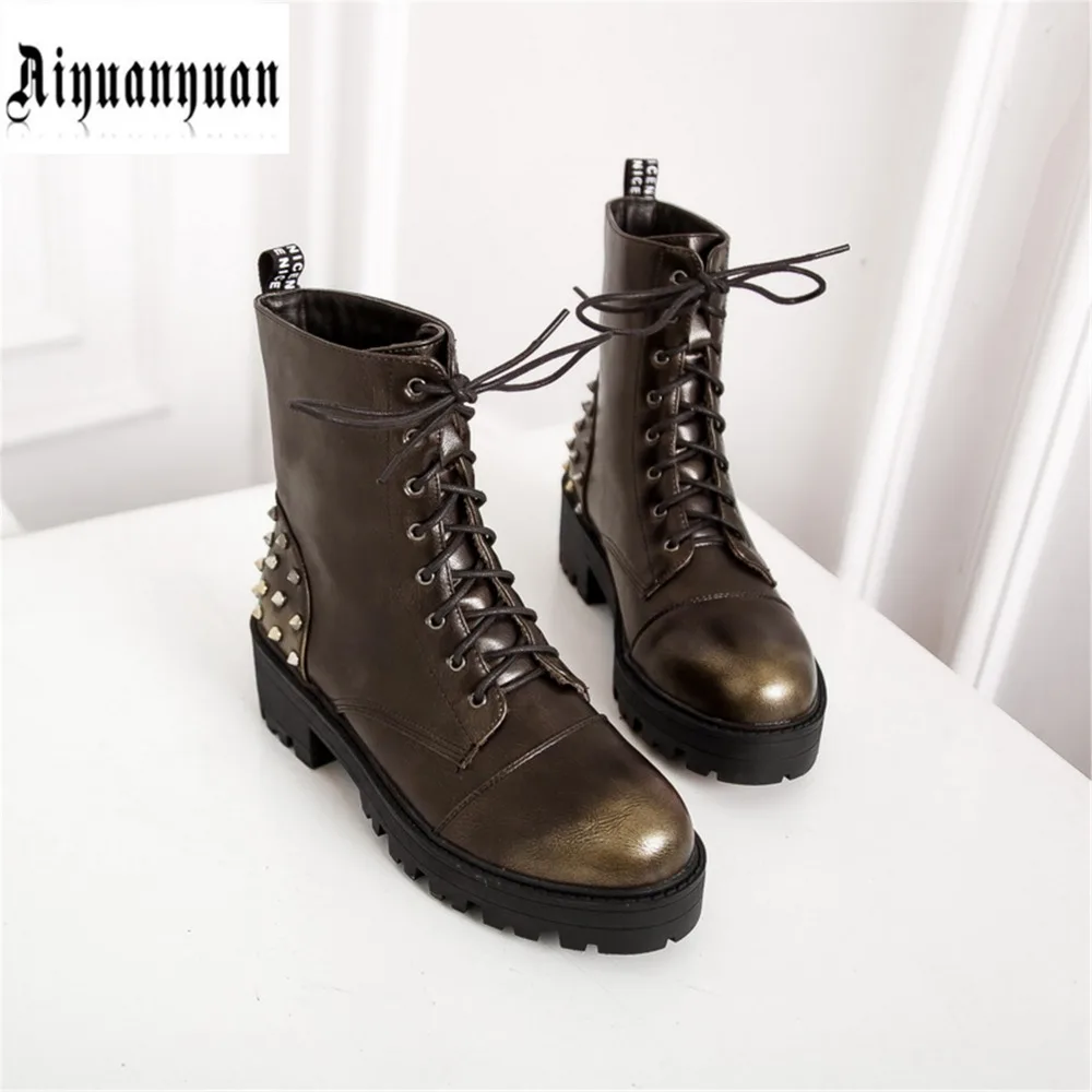 

2017 plus EUR size to 40 41 42 43 44 45 46 47 48 LACE-UP design cool style women PU LADY boots most countries FREE SHIPPING