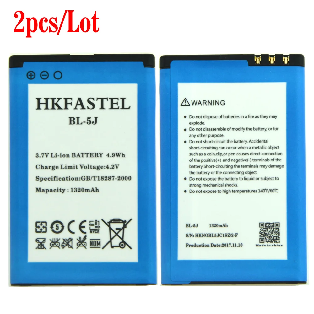 2 шт./лот новая модель BL-5J 5J литий-ионная аккумуляторная батарея для Nokia 5800 XpressMusic