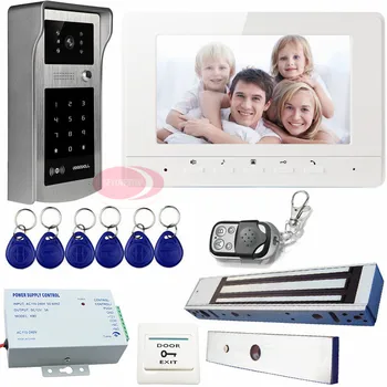 

HD Video Door Phone Rfid+Code Unlock Home Video Intercom +Megnetic lock+12V Power Supply intercom apartment 7inch Color LCD