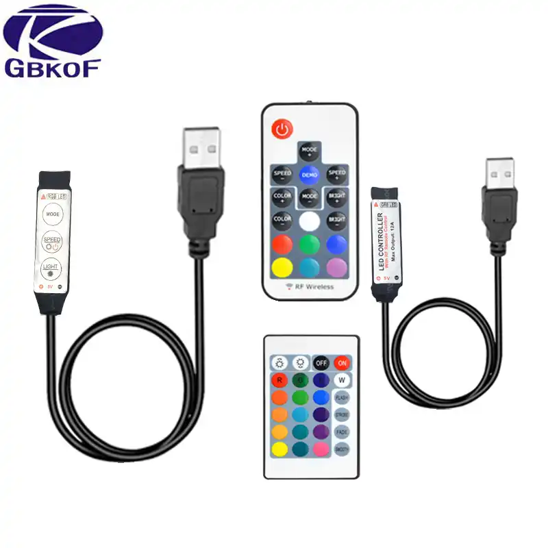 USB RGB LED Controller 17 key RF 24 Key IR DC5V Wireless Mini Remote 3528 5050