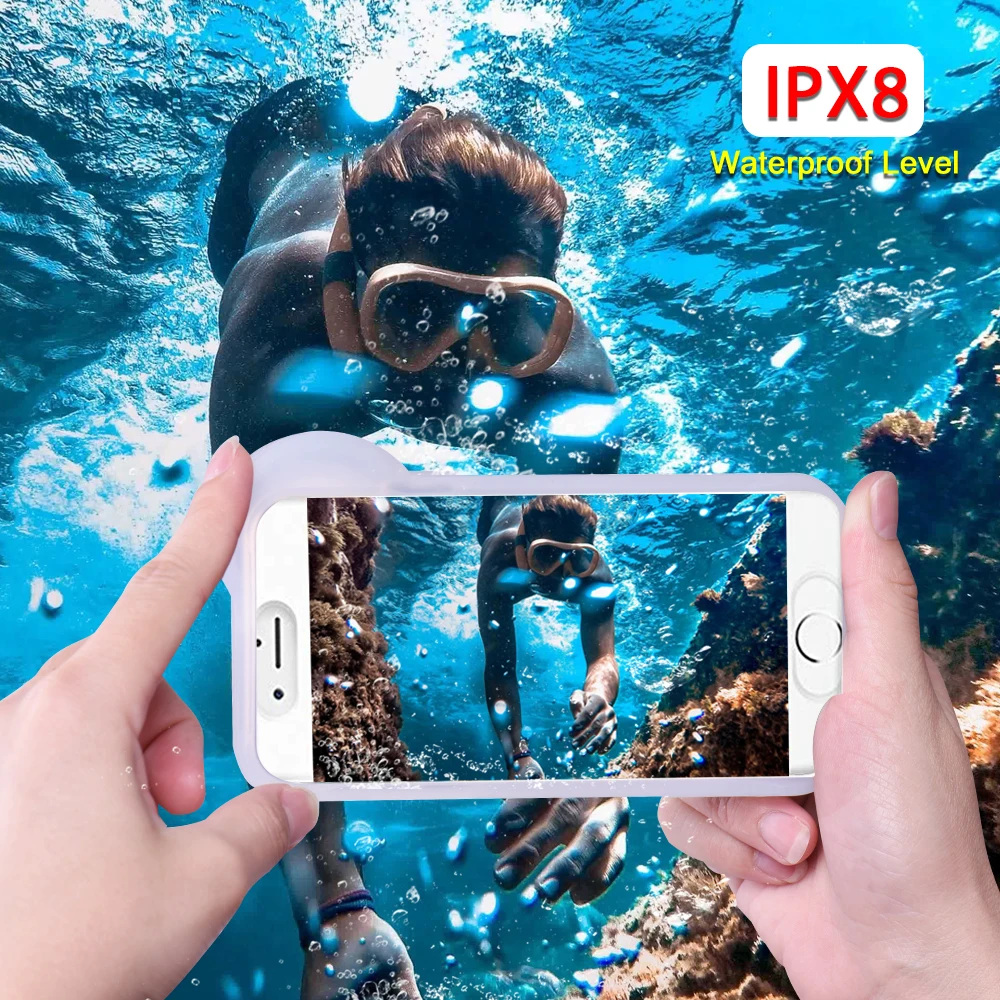 IPX8 Waterproof Phone Case For iPhone 6 7 8 Plus XS MAX XR Cover Enhanced Underwater Cell Phone Dry Bag O Lens Ring