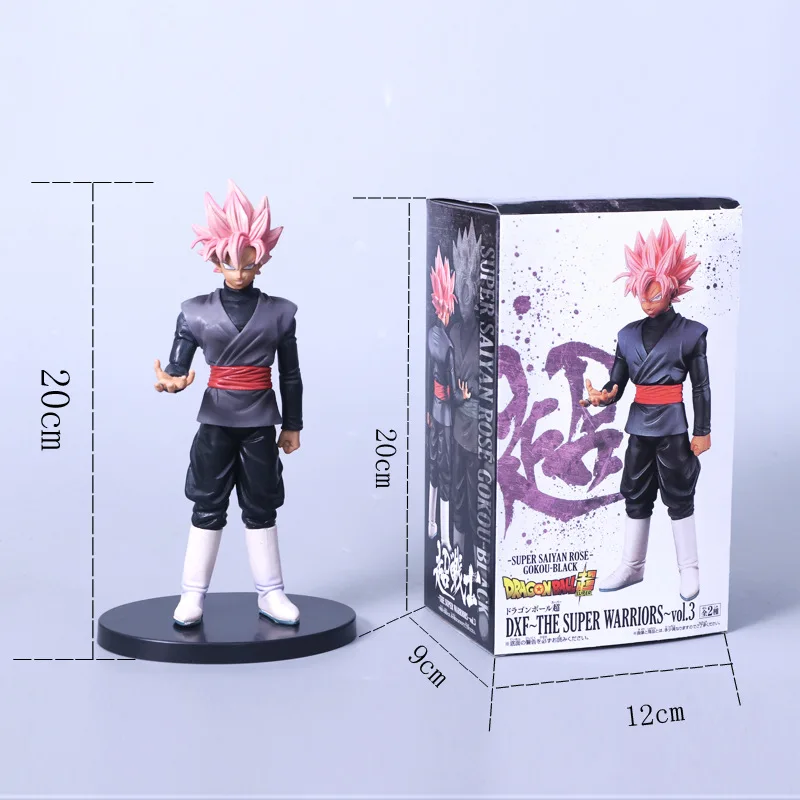 

Dragon Ball Z Dark Goku Black Zamasu Pink Hair Action Figure Gohan Father Super Saiyan Chocolate DBZ Model 20cm