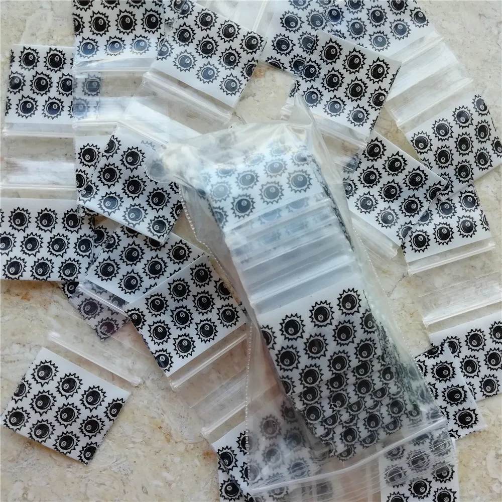 100pieces Small Seal Zip lock Baggies 1x1 inch Mini Plastic Zip Bags Magic 8 Ball Design Print Tiny Baggies 2.5x2.5cm 1010 6