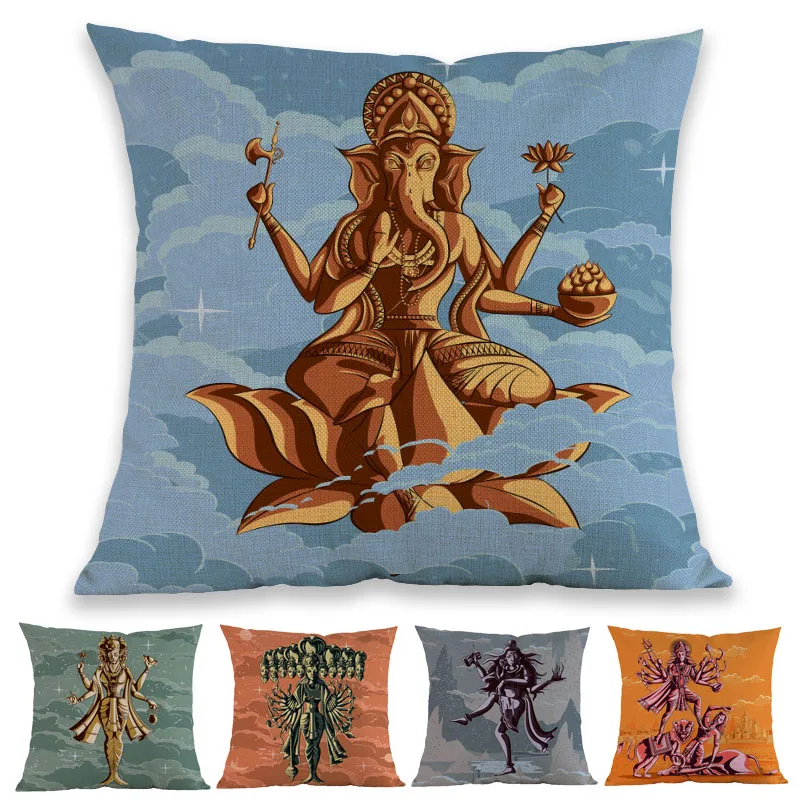 Personaggi Del Mito Indiano God Brahma Shiva Vishnu Ganesha Hanuman Rama Dea Durga Federa Home Shop Divano Decor Fodera Per Cuscino