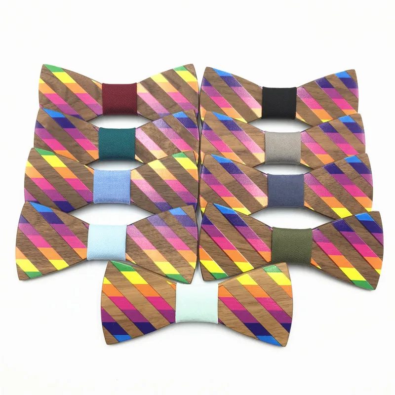 Ручной работы Радуга Дерево галстук-бабочка S бабочкой с сплошной синий платок для Для мужчин деревянный галстук-бабочка дождь галстук-бабочка s