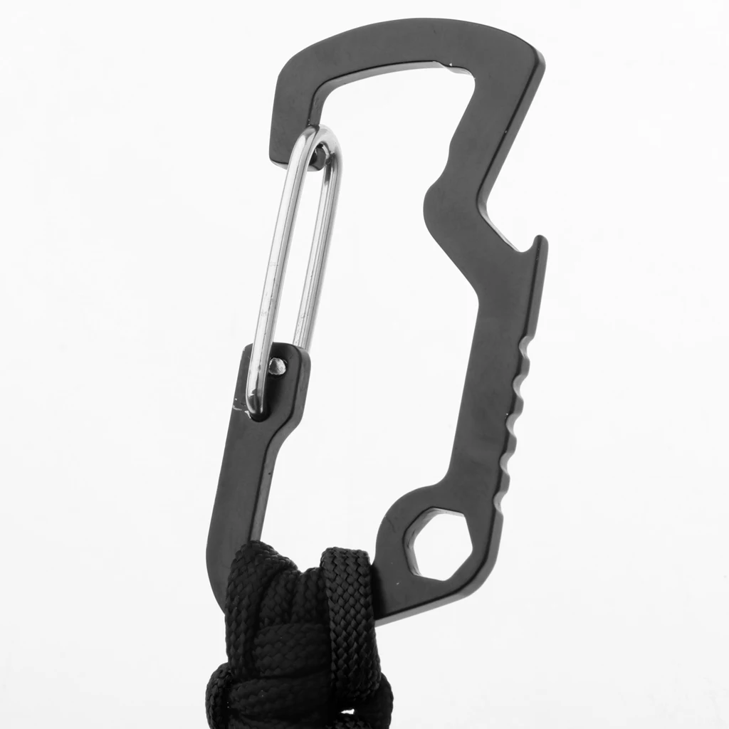 Braided Paracord Keyring Keychain Snap Hook with Wiregate Carabiner Wrench Tool Water Bottle Opener Multiuse