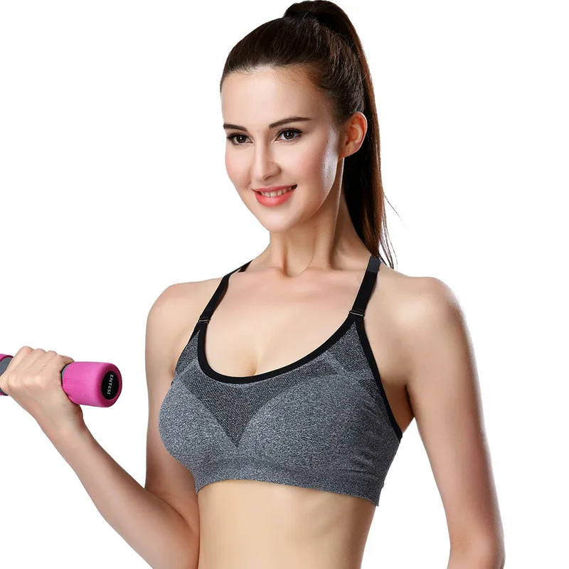 

Yoga Sports Bra Seamless Push Up Bra Inserts Anti-Bacterial Anti-sweat Y-line Straps Padded Fitness Underwear Women Workout Bras